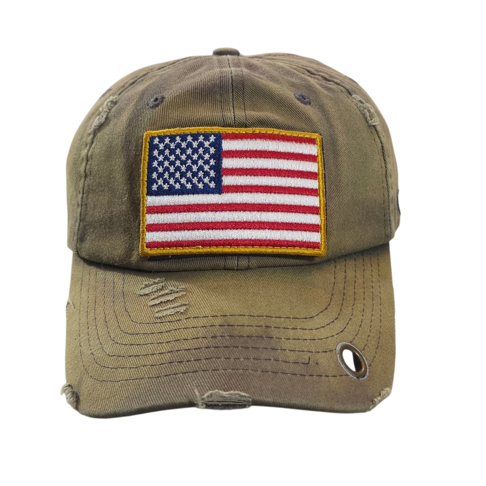 Antourage American Flag Distressed Tactical Strapback Hat